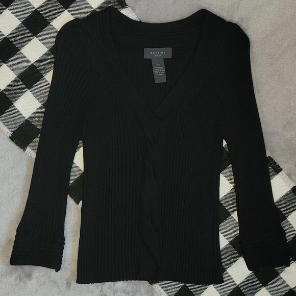 ❄️ PG | Mantles | Twisted Rib Knit V-Neck Fitted Sweater - Picture 1 of 4